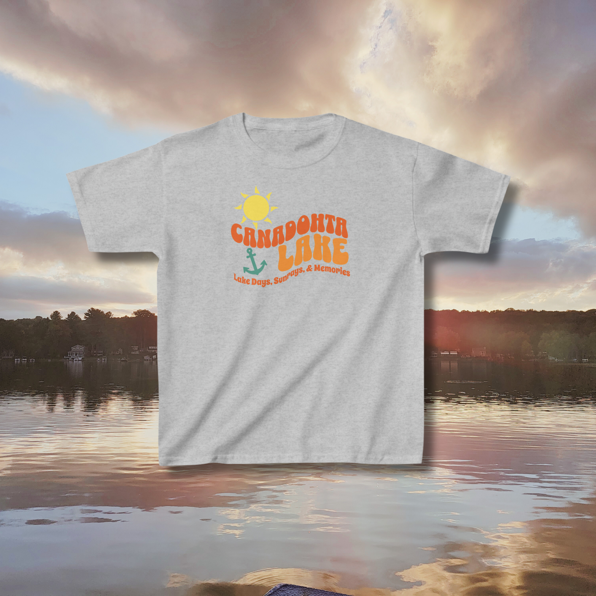Canadohta Lake Retro wave tshirt (Youth) - Canadohta Custom Creations LLC