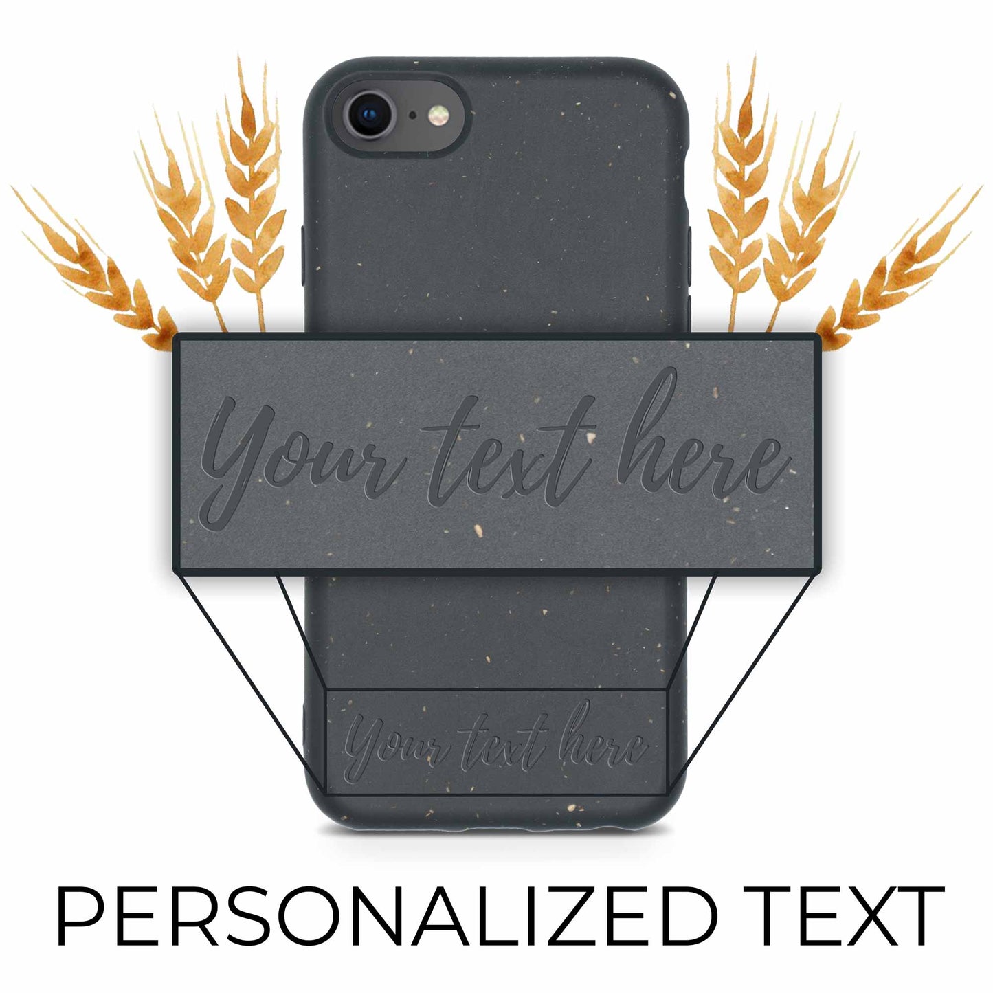 Customizable Eco-Friendly Biodegradable Phone Case, Black - Personalized Text Engraving