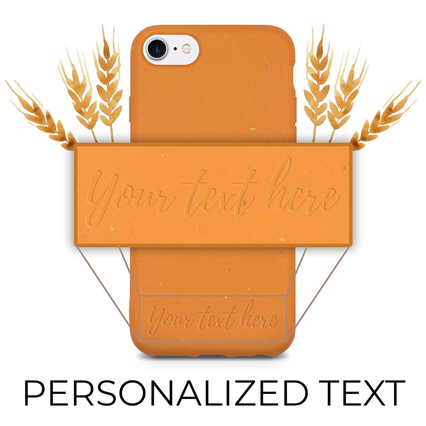 Customizable Eco-Friendly Biodegradable Phone Case, Orange - Personalized Text Engraving