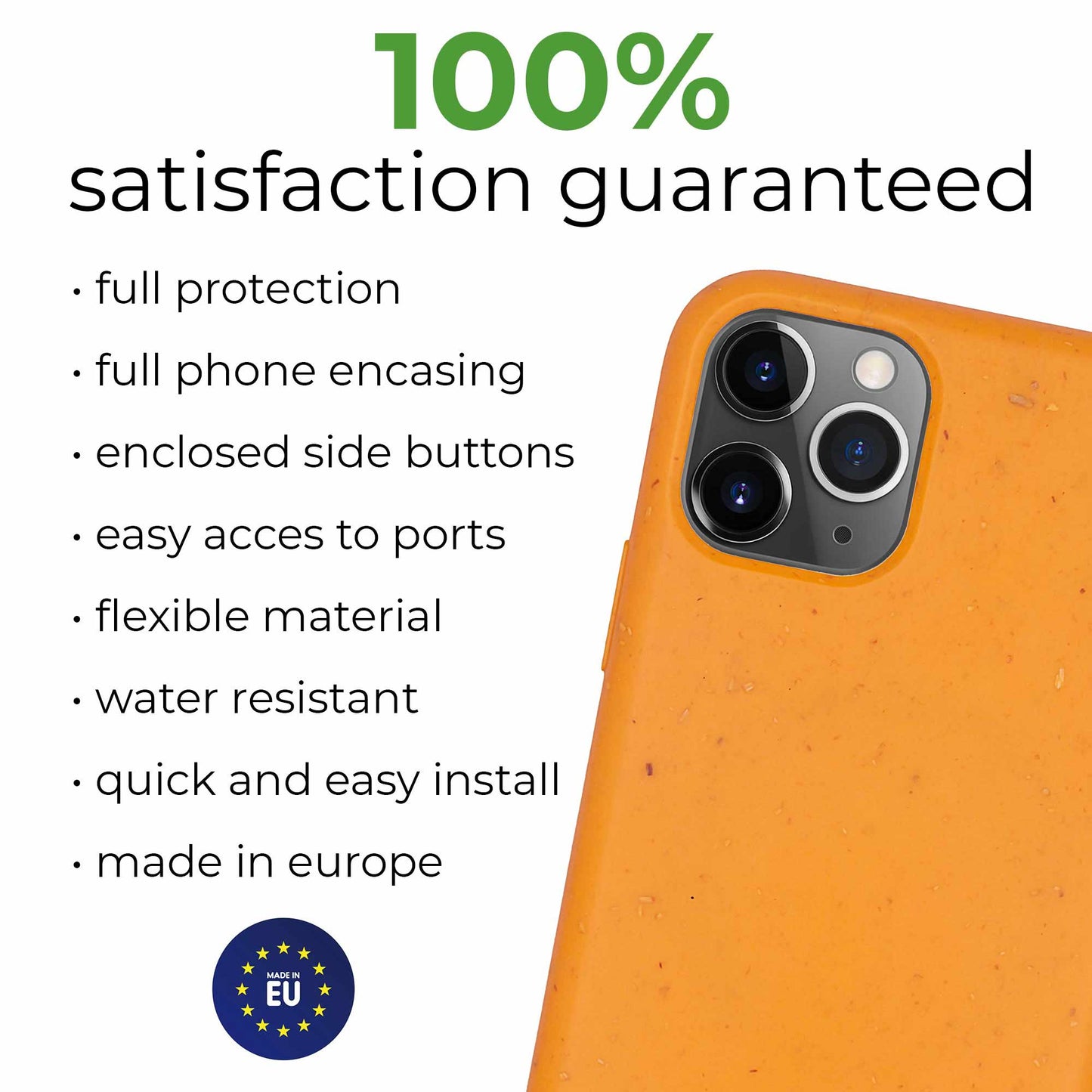 Customizable Eco-Friendly Biodegradable Phone Case, Orange - Personalized Text Engraving