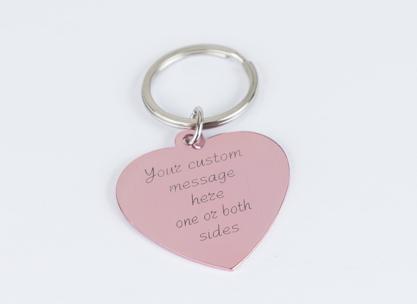 Personalized engraved pink heart keychain Custom gift girlfriend BFF