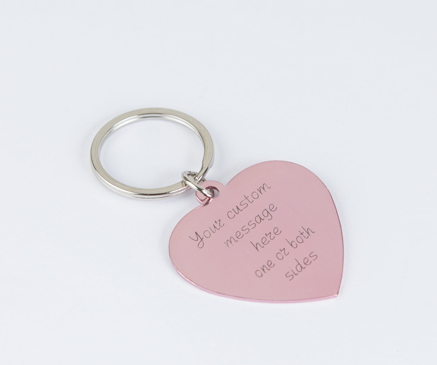 Personalized engraved pink heart keychain Custom gift girlfriend BFF