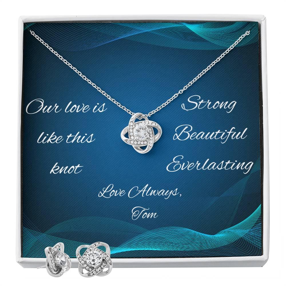 Introducing our Love Knot Earring & Necklace Set, Our love is like this knot, Strong, Beautiful, and Everlasting, perfect gift for her - Canadohta Custom Creations LLC
