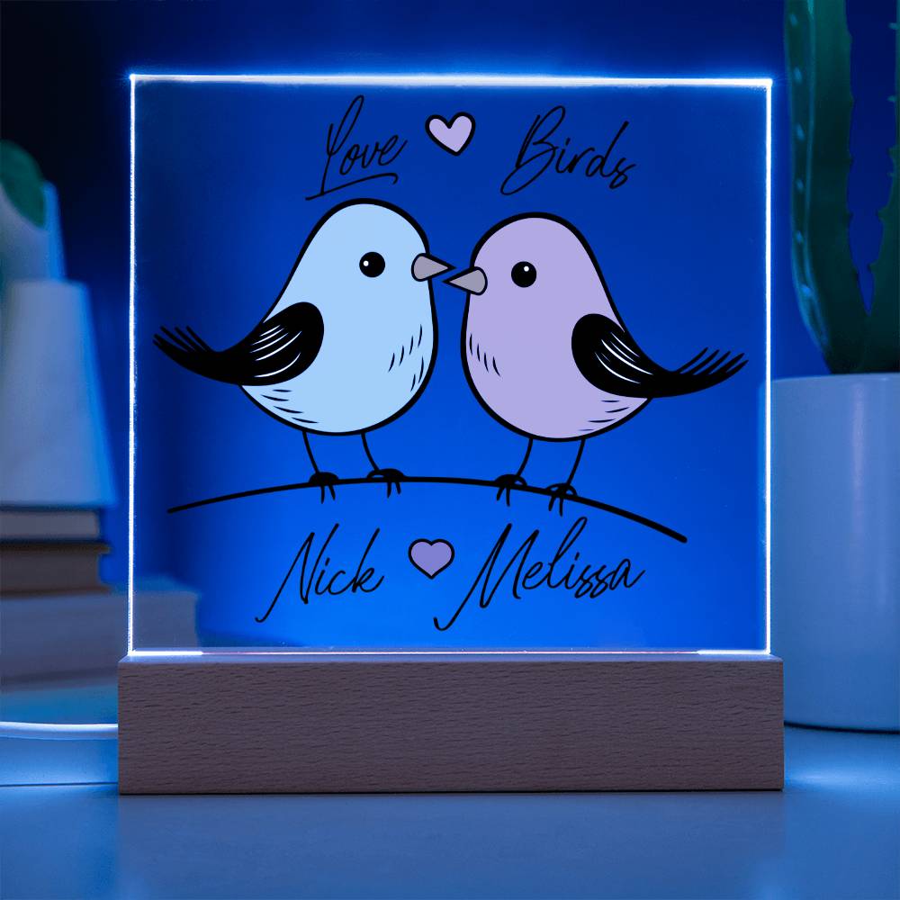 Cherished Moments Lovebirds Plaque with Optional LED Lighting