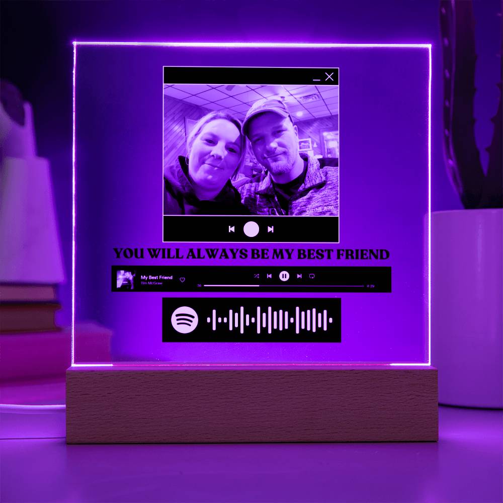 Personalized Song Acrylic Wood or LED Lighted Plaques, customize with personal photo, add a message, Spotify Code, Song, Gift for mom, wife, daughter, aunts, uncles, brothers, sisters, and grandparents - Canadohta Custom Creations LLC