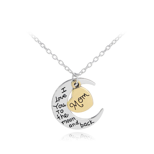 I love you to the Moon Necklace Mom Dad Grandma etc