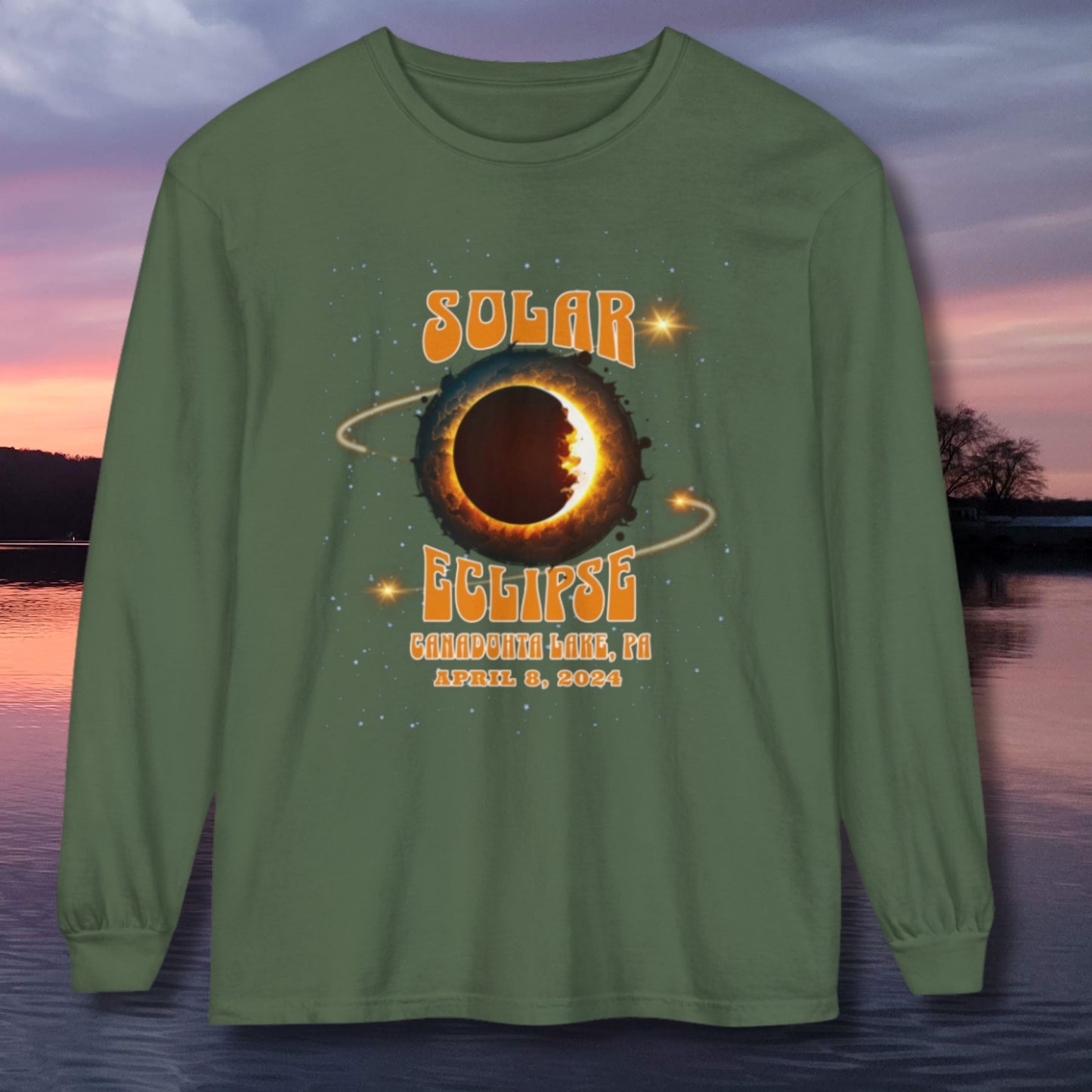 Solar Eclipse 2024 Canadohta Lake Long Sleeve T-Shirt