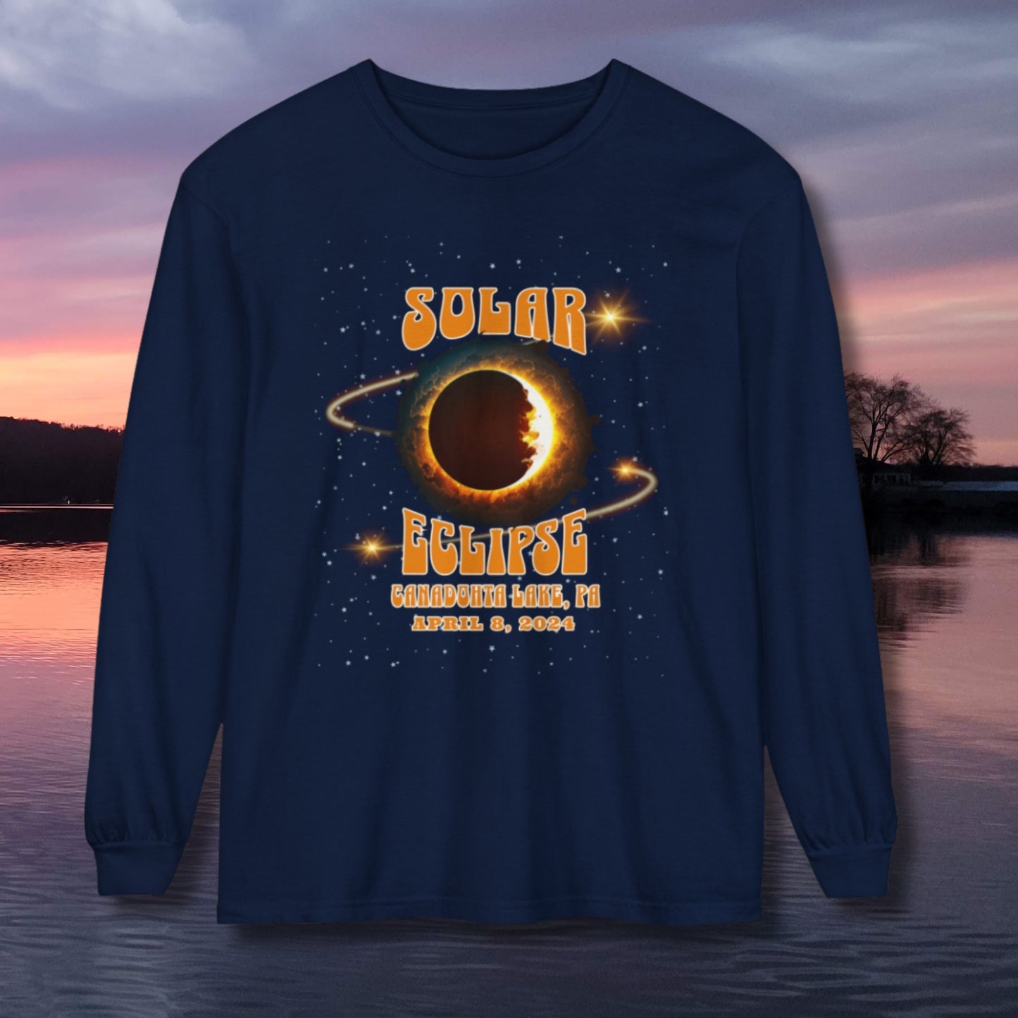 Solar Eclipse 2024 Canadohta Lake Long Sleeve T-Shirt